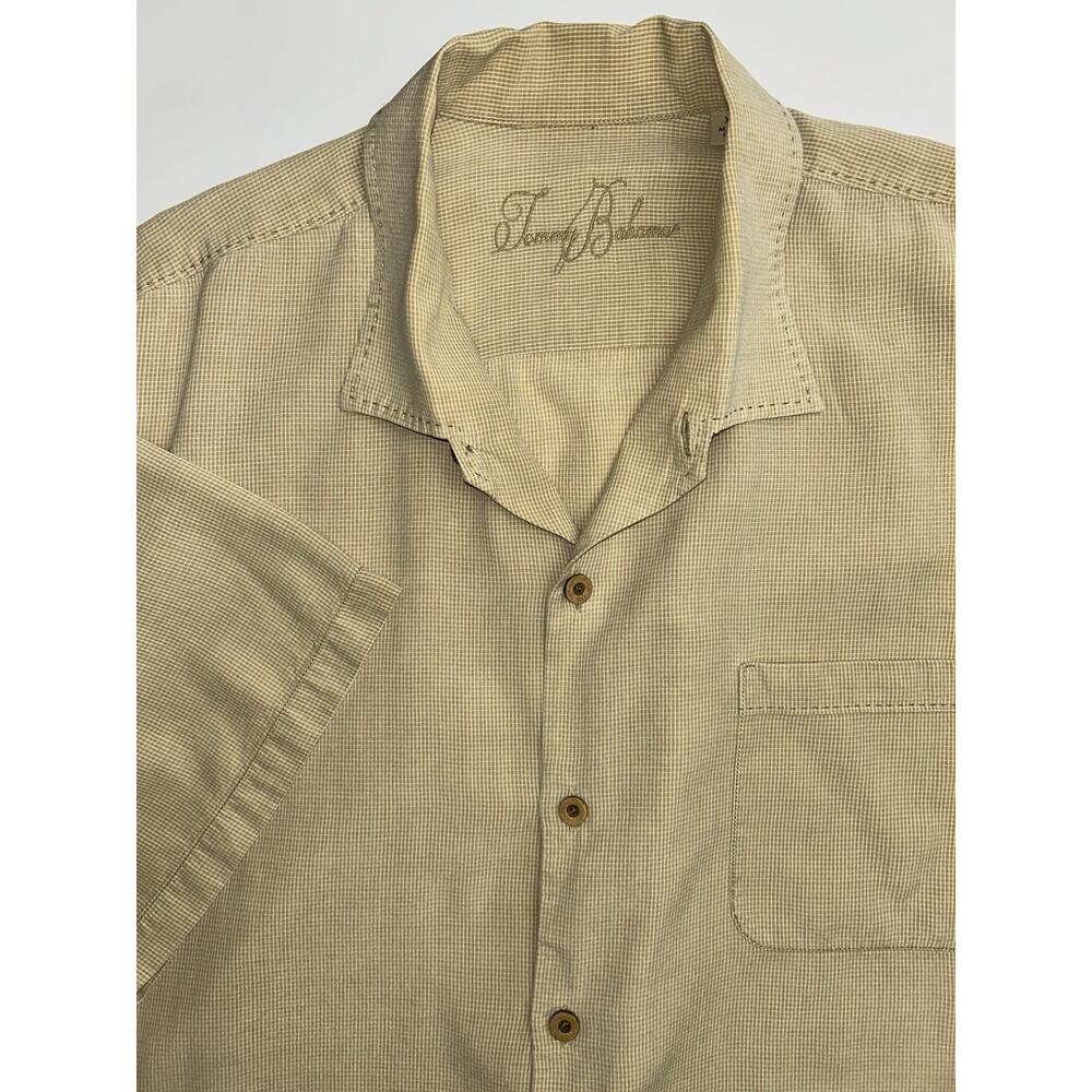 Tommy Bahama Men’s 100% Tencel Lyocell Pick Stitch Beige Camp Shirt Size XXL